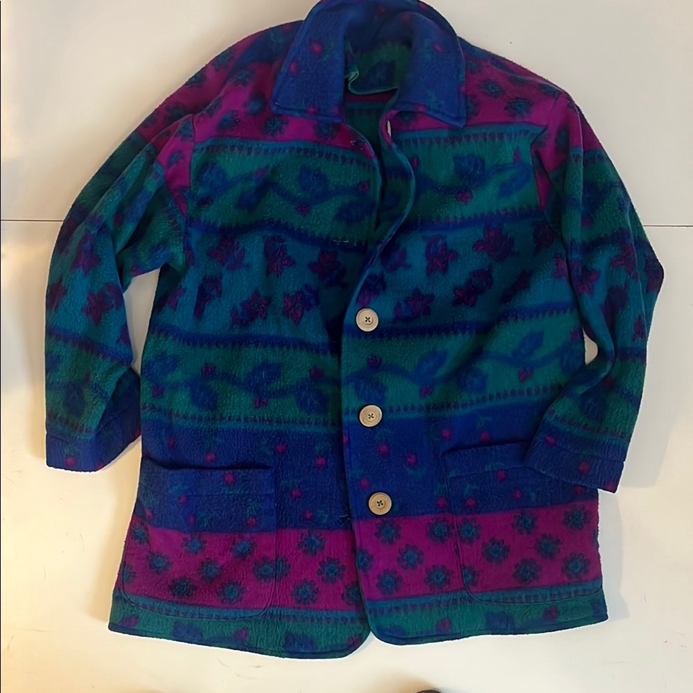 Vintage Blue and Pink Patterned Coat